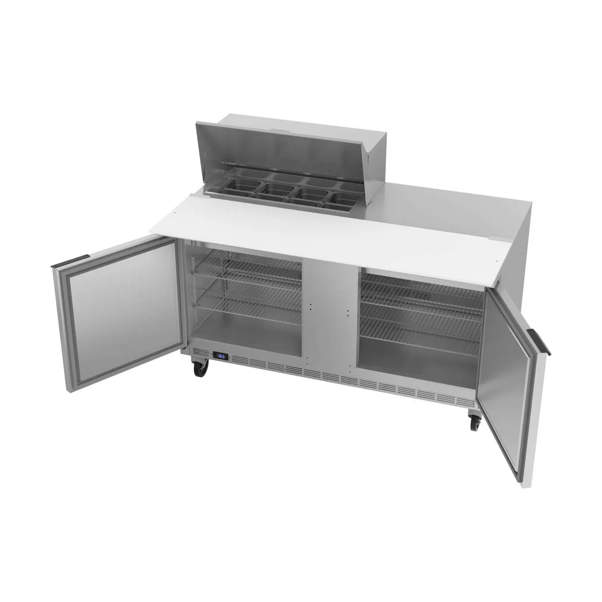 Beverage Air SPE60HC-08C 60" Two Section Sandwich/Salad Prep Table w/ 2 Doors, 8 pans, 16 cu. ft.