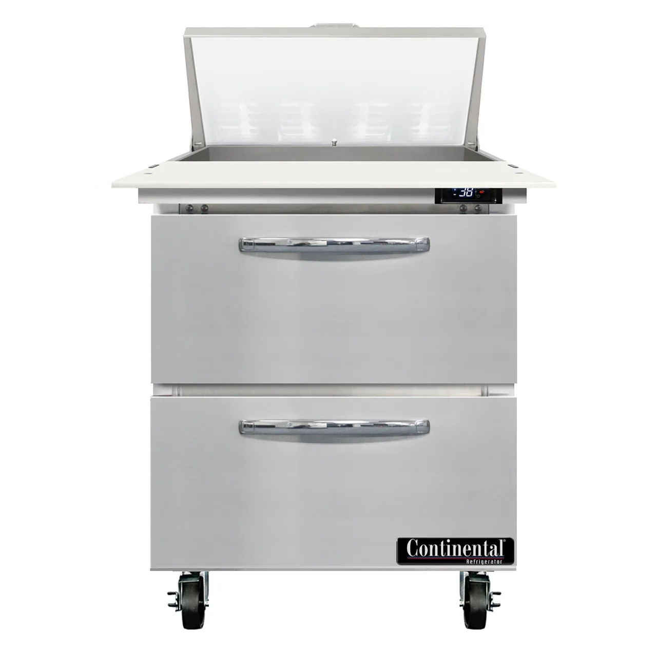 Continental Refrigerator SW27N8C-D 27" Sandwich / Salad Prep Table w/ 2 Drawers, 8 Pans