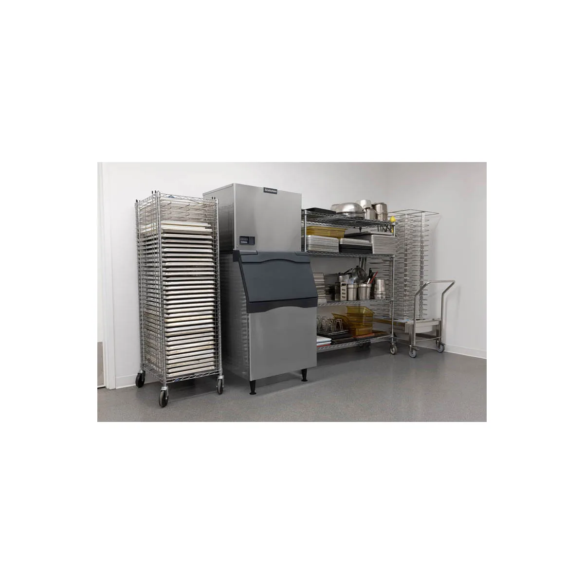 Scotsman MC0530SWX-1/B530S Water Cooled Half Cube 500 lb Ice Machine with Bin, 536 lb Stainless