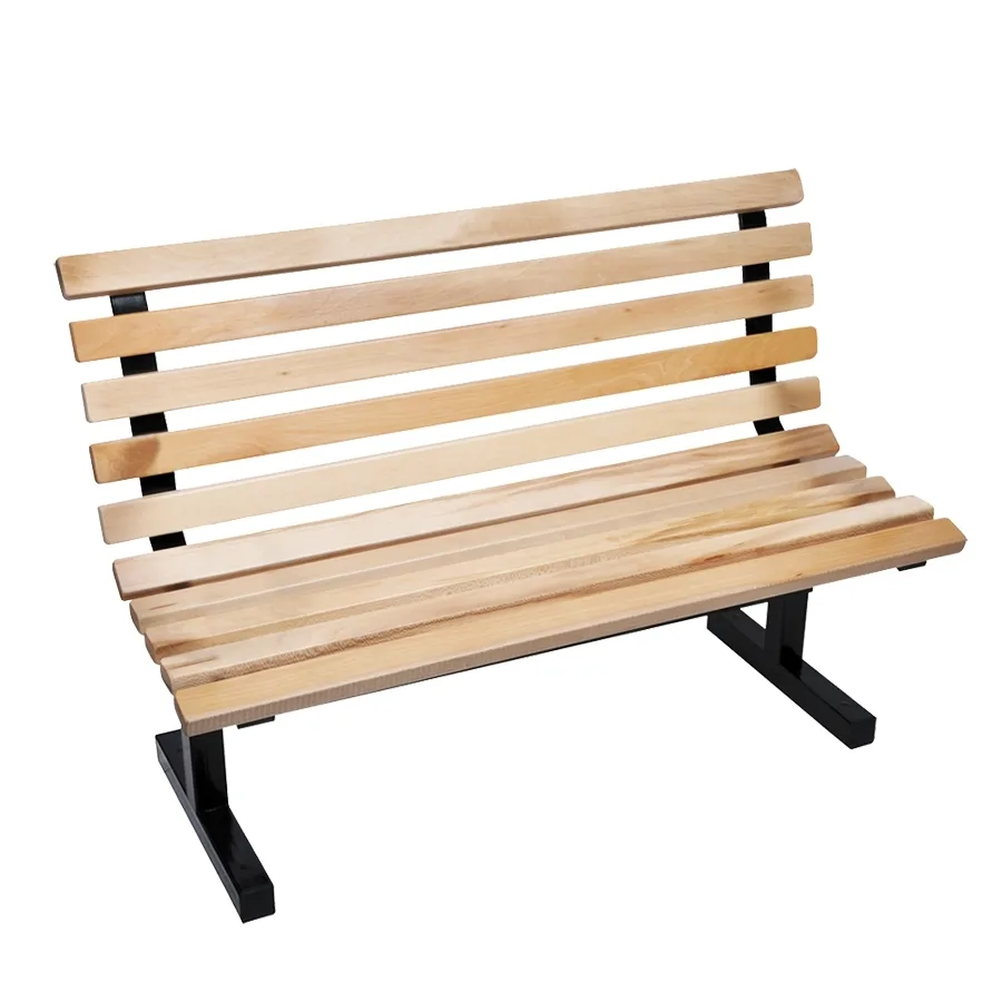 John Boos CPB48-M 48" Convenience Bench with Back, Northern Hard Rock Maple Slats, Clear Tuff-Var Finish, Steel Frame