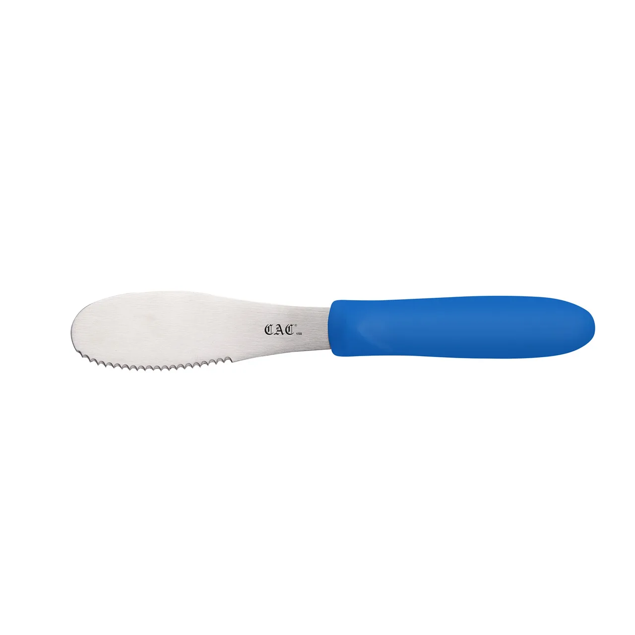 CAC China SPSP-4BL Spreader, 3-7/8", Stainless Steel, Serrated Plastic Handle, Blue