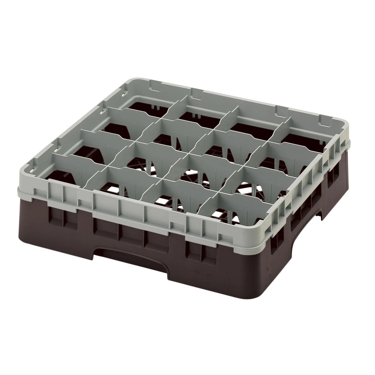 Cambro 16S418167 Camrack Glass Rack, Brown, Full Size, 19-3/4" x 19-3/4", 16 Compartments, 4-3/8" Max Dia