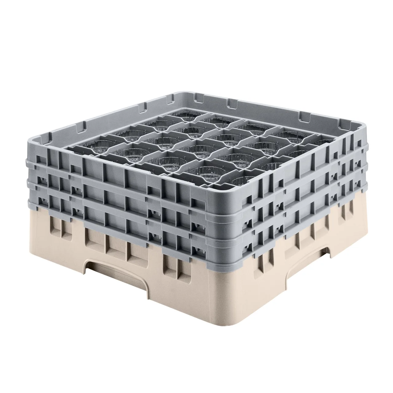 Cambro 36S534184 Camrack Glass Rack, Full Size, Beige, 19-3/4" x 19-3/4", 36 Compartments, 2-7/8" Max Dia