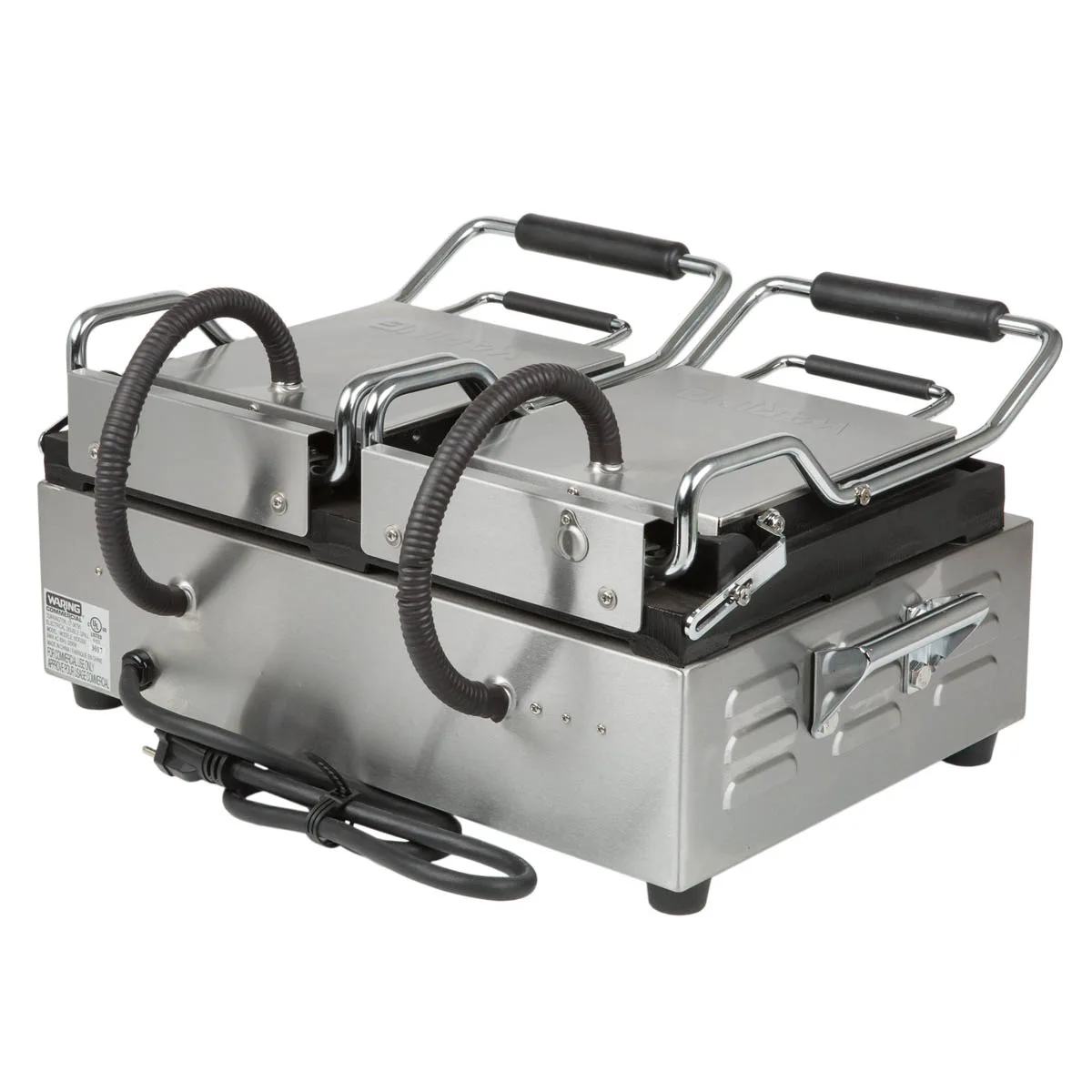 Waring WDG300 Double Cast Iron Sandwich Panini Grill w/ Smooth & Grooved Plates, 240V