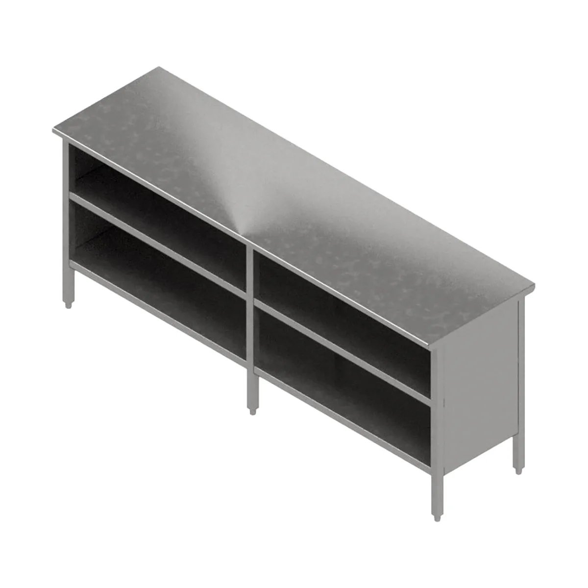 John Boos EBOS6-24132 Open Front Work Table with Mid-Shelf, Flat Top / 132"W X 24"D