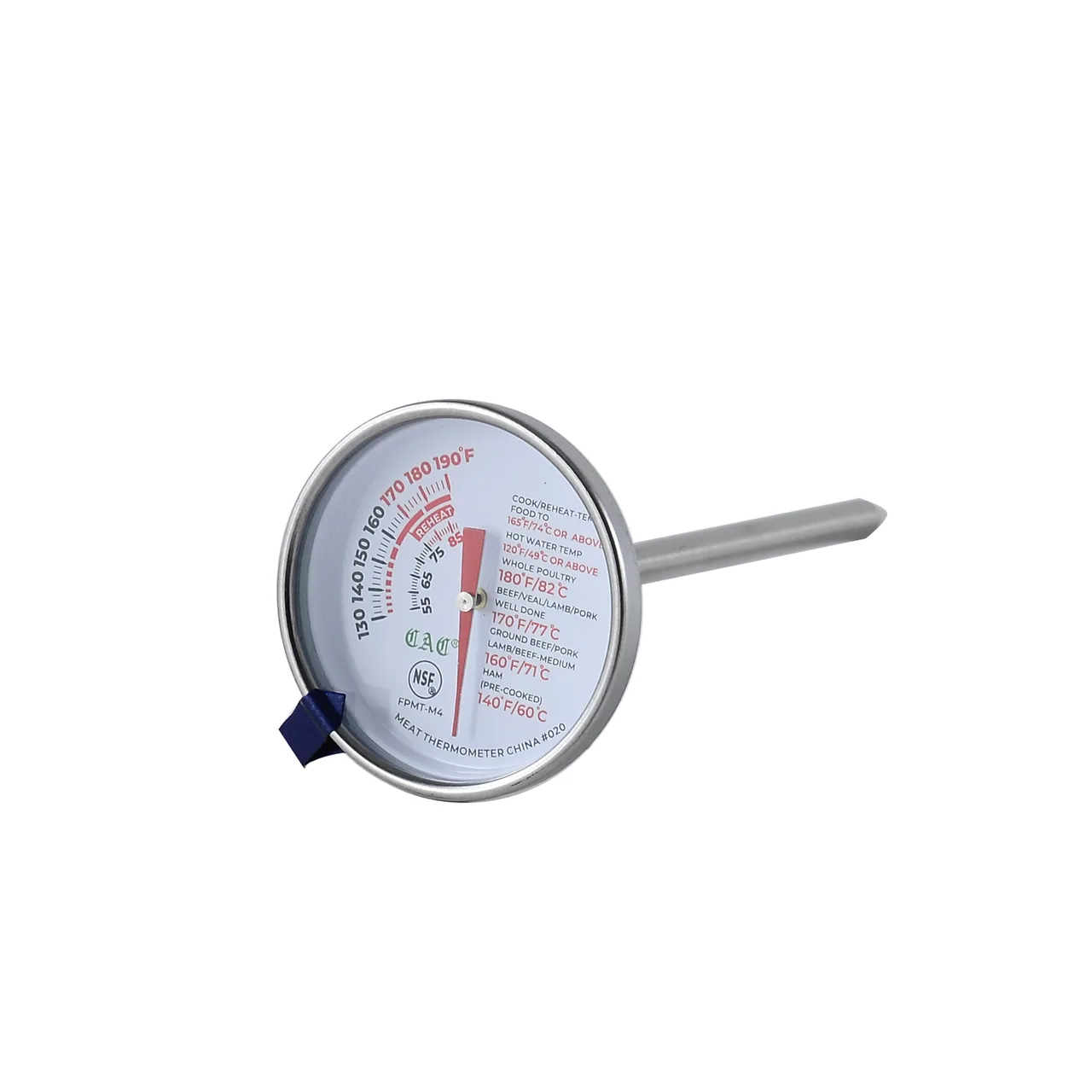 CAC China FPMT-M4 Equil Thermo Meat Thermometer, 2" Dial, 5" Probe, 130-190°F