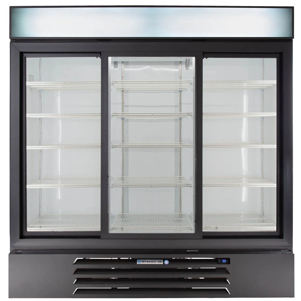 Beverage Air MMR66HC-1-B 75" Three Glass Door Merchandiser Refrigerator in Black, 64.4 cu. ft.