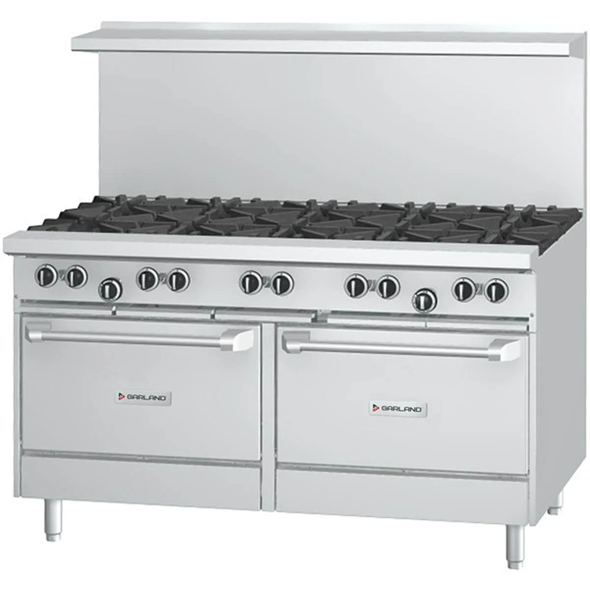 Garland US Range G60-10RR 60" Gas Restaurant Range w/ (10) Open Burners, (2) Standard Ovens, 406.000 BTU