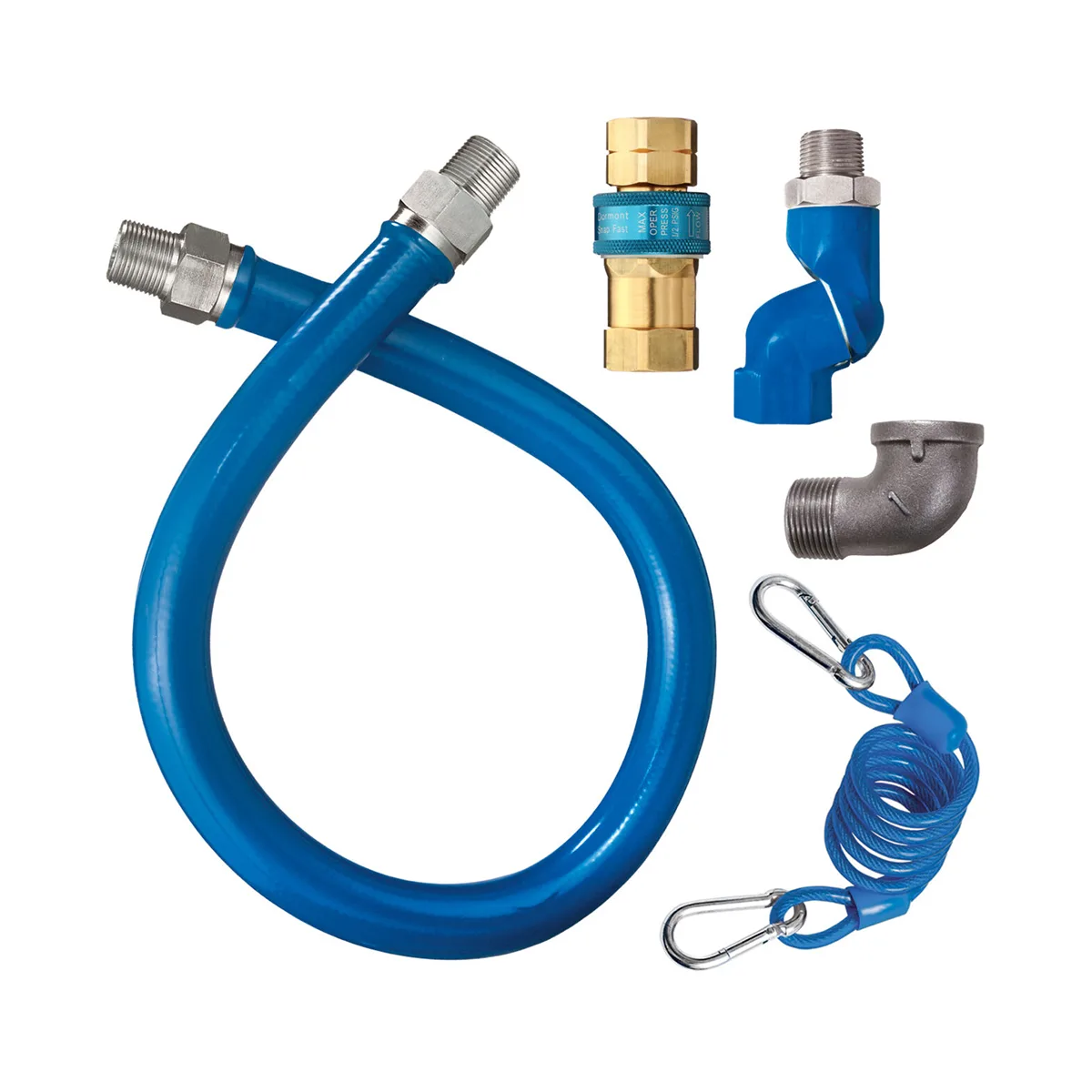 Dormont 16100BPQSR36BX SnapFast 36" Gas Connector Kit w/ One Swivel and Restraining Cable, 1" Dia., in Box