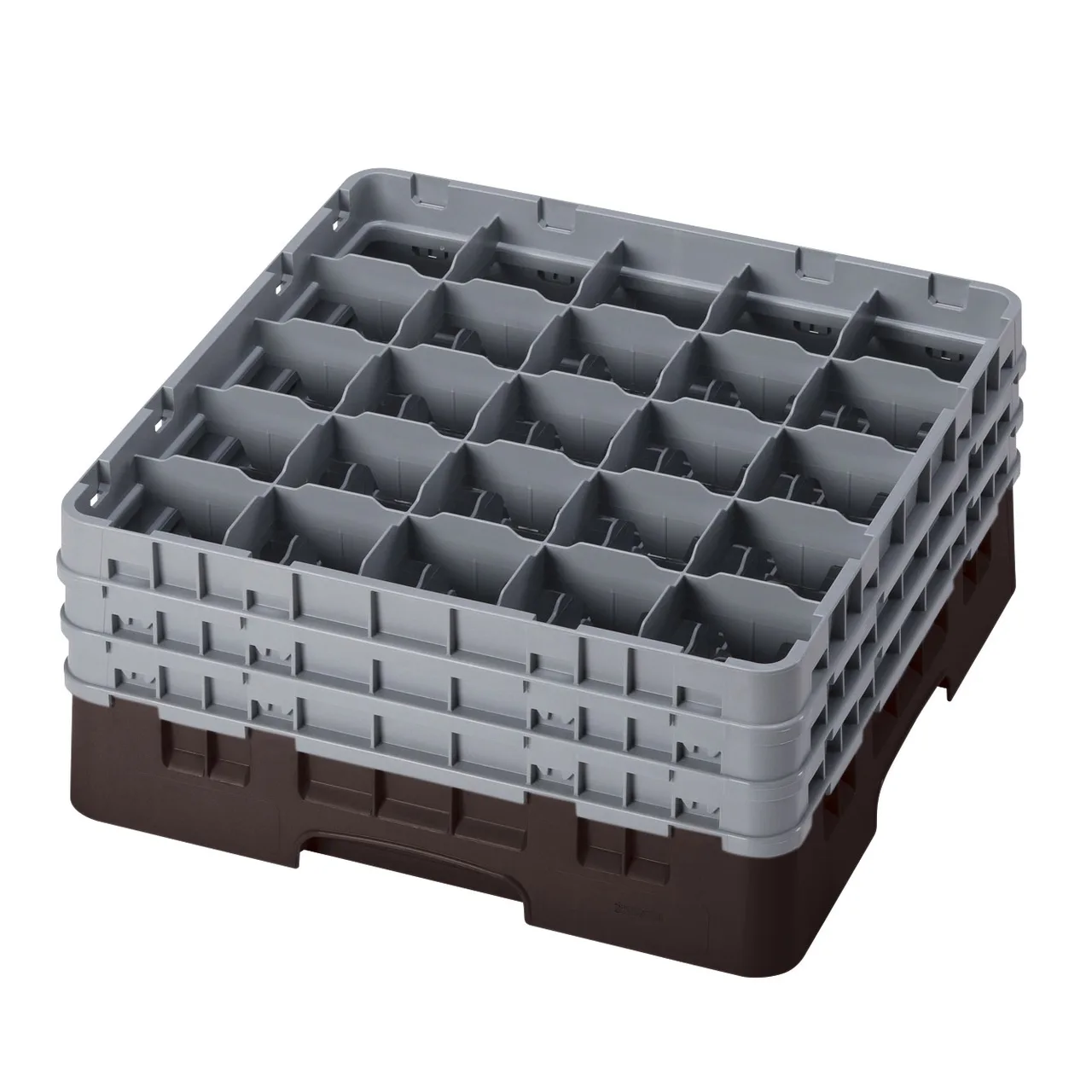 Cambro 25S738167 Camrack Glass Rack, Full Size, Brown, 19-3/4 x 19-3/4, 25 Compartments