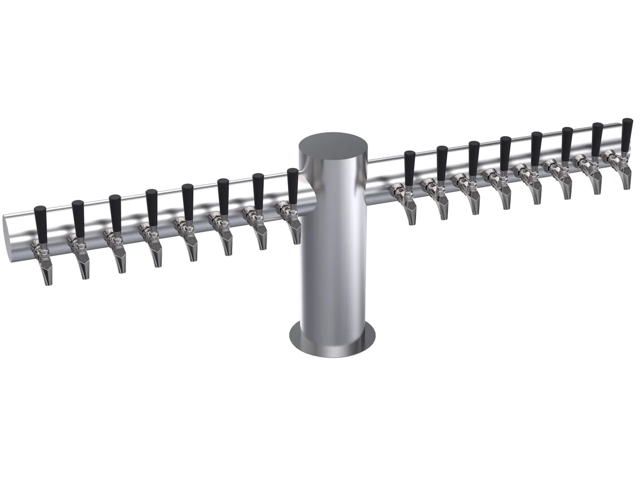 Krowne KMT-16S Draft Beer Tower, 16‑Faucet Glycol‑Cooled, 57" Flange, Countertop, Stainless Steel Finish
