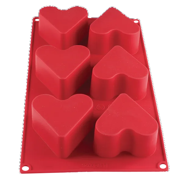 Thunder Group PLBM002S Baking Mold, 4-2/5 Oz. -40° - 550°F Temperature Range (6) Heart Cavities