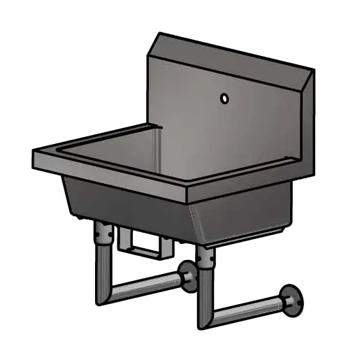 BK Resources MSHS-24W1B 24" Wall Mounted Hand Sink without Faucet - with Knee Valve Bracket / 14 g