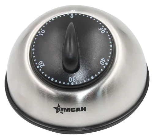 Omcan USA 47226 Mechanical Kitchen Timer, 60-Minute Countdown, Stainless Steel Housing, Manual Dial