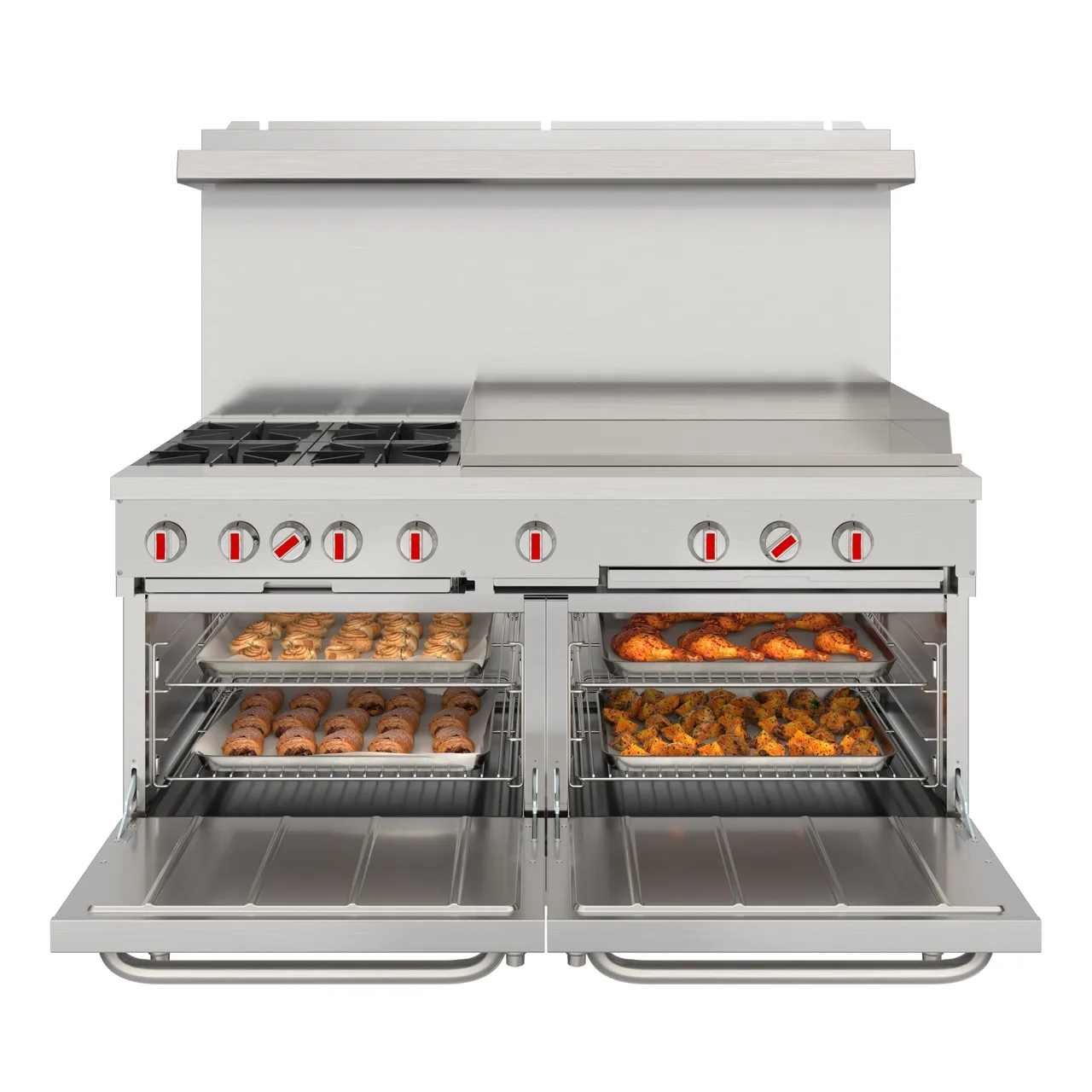 Koolmore KM-CRG364-NG Commercial Range, 60"W, (3) 20, 000 Btu Burners