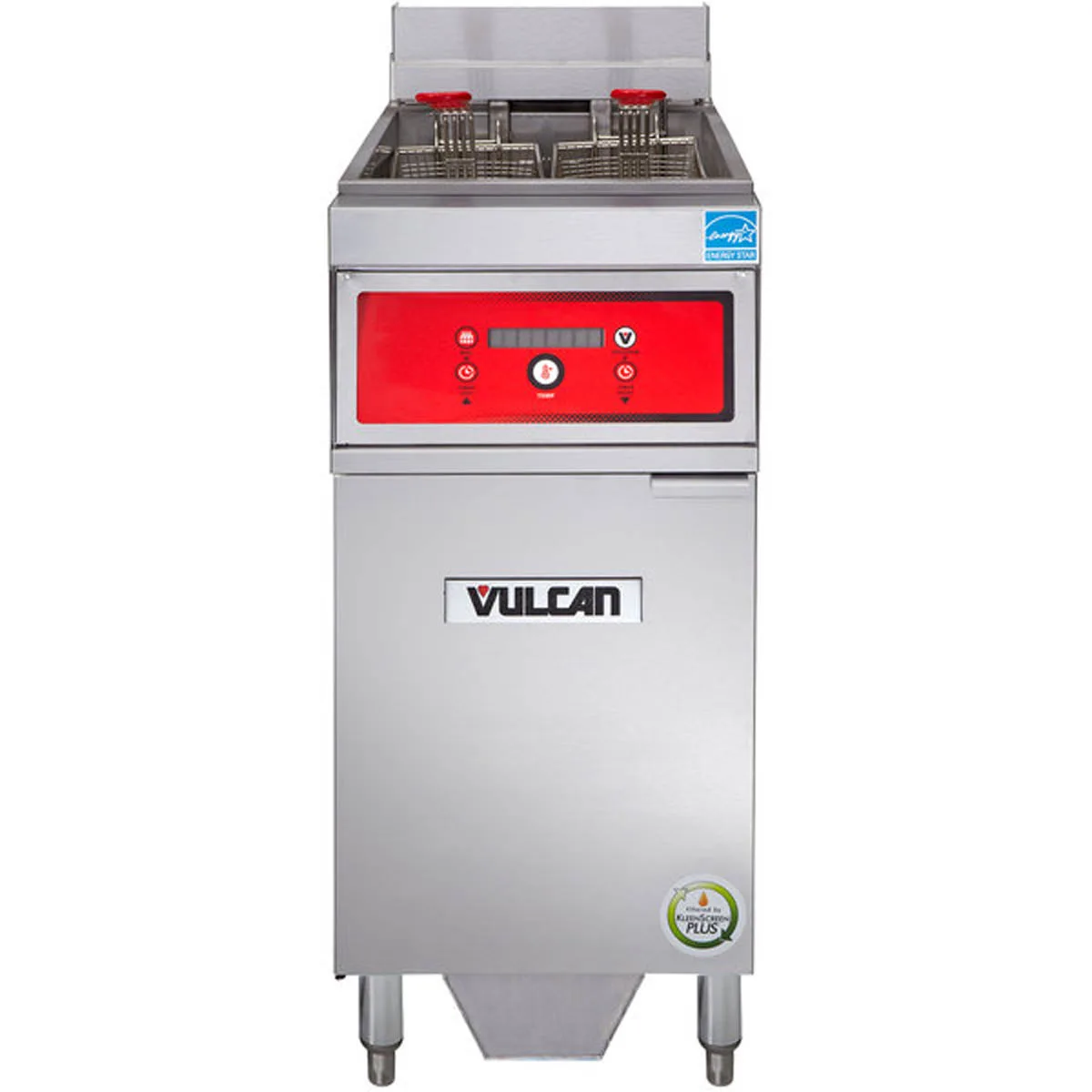 Vulcan 1ER50DF Full Pot Floor Model Electric Fryer w/ 50-lb., Digital Controls, Twin Baskets