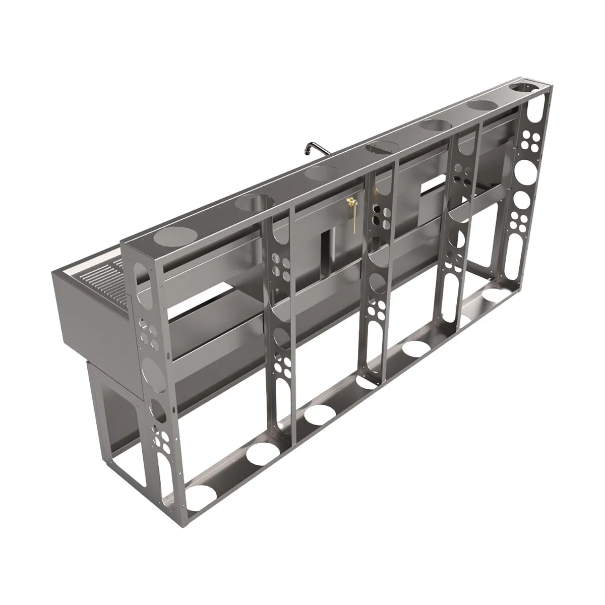 BK Resources UBDW-18-384TS Underbar Sink Units, 3 Compartment with 2 Drainboards