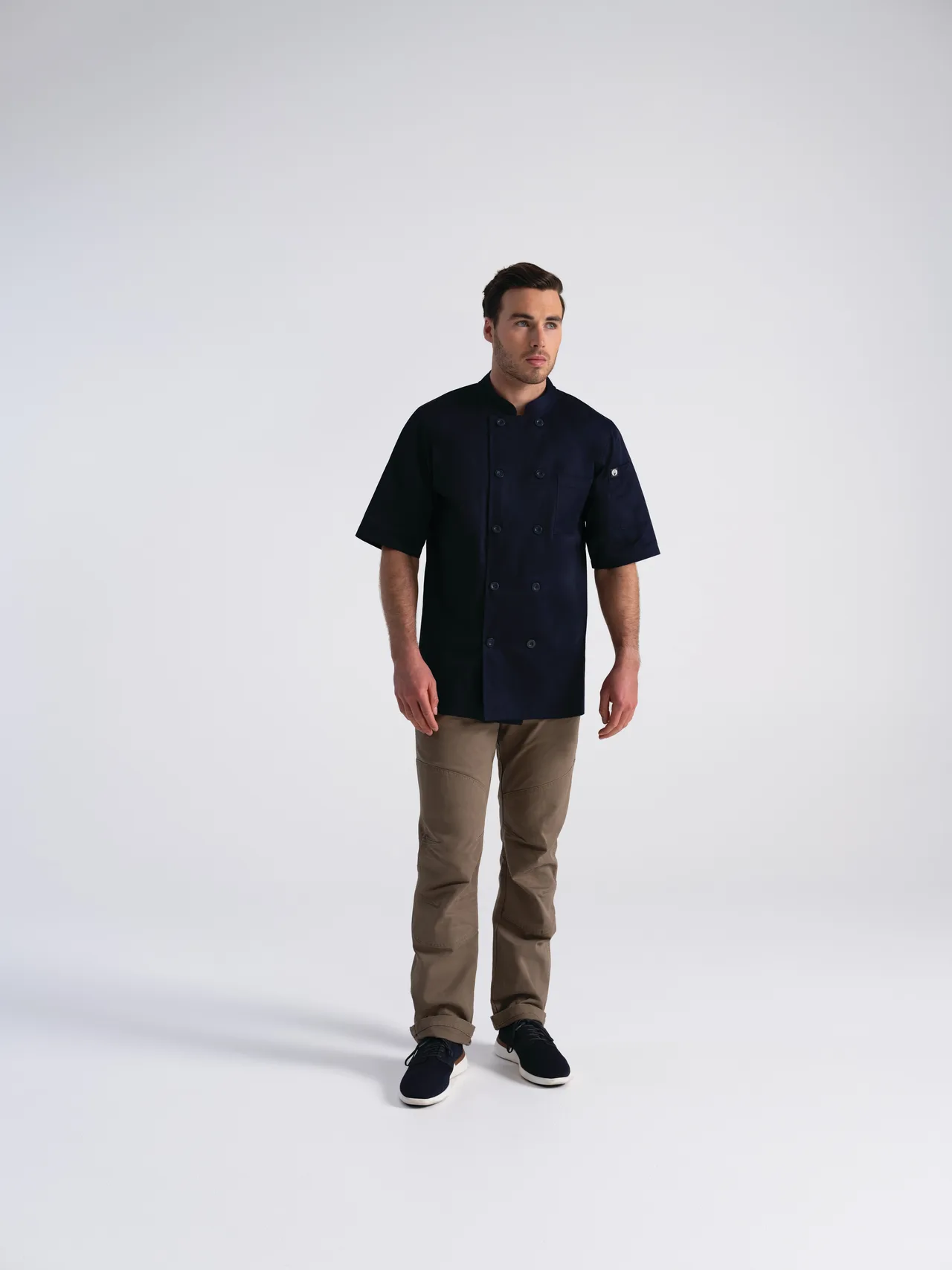 Chef Works PCSS-NAV-4XL - Navy Unisex Chef Coat, 4XL, Poly/Cotton