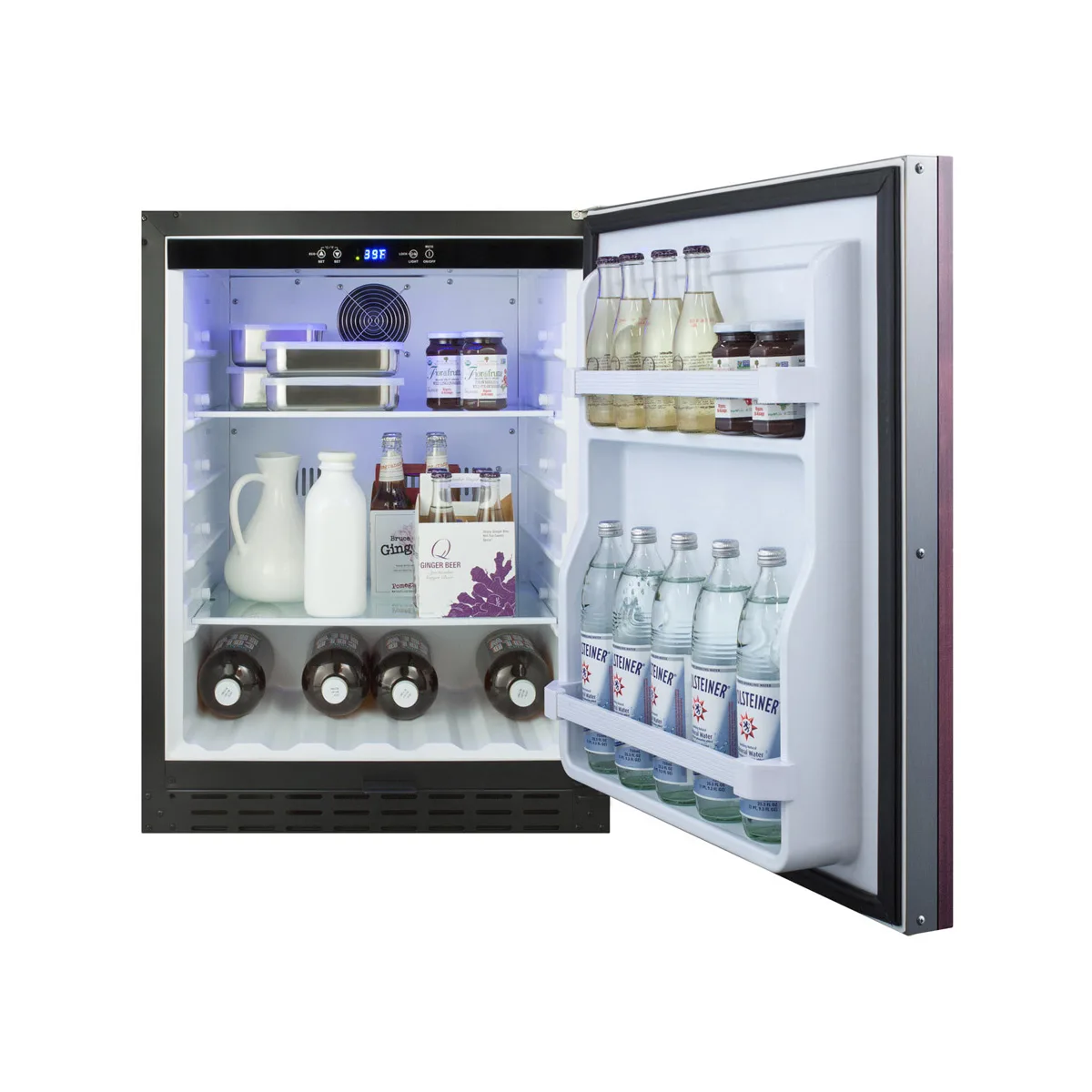 Summit AL55IF 24" Built-in or Freestanding Undercounter Refrigerator in Black, Panel Ready Door, 4.2 cu.ft