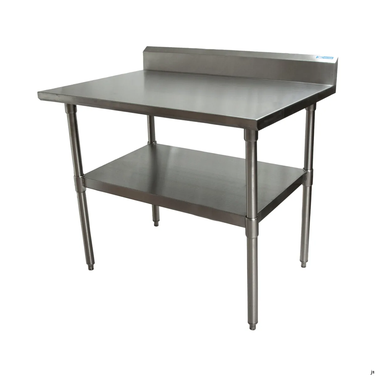 BK Resources CVTR5-4824 48" Open Base Work Table with Undershelf, 5" Backsplash / 16 Gauge Top