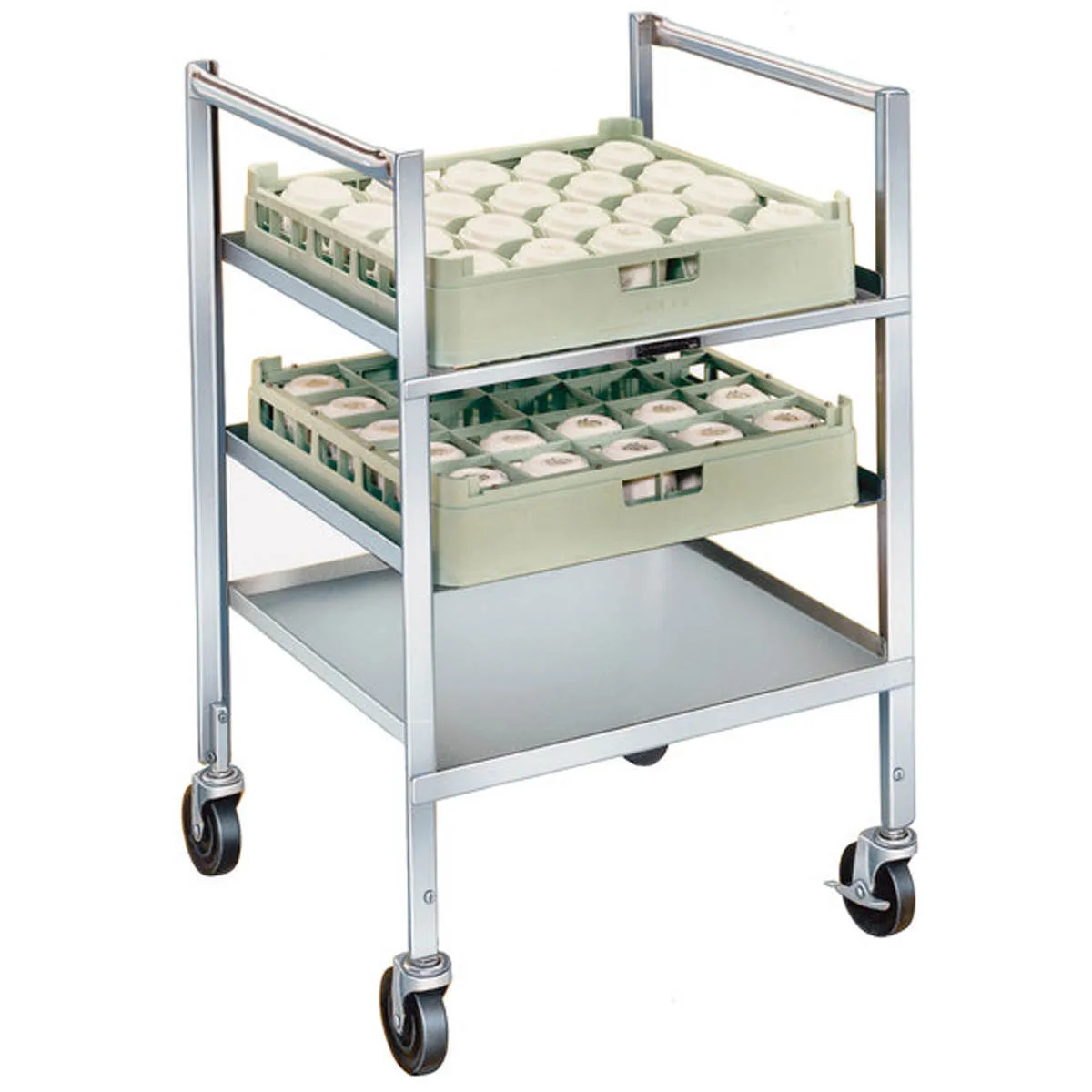 Lakeside 197 Stainless Steel Dishwasher Rack Cart, 31-36 Height, 5-Rack Capacity, Silver, 4 Swivel Casters