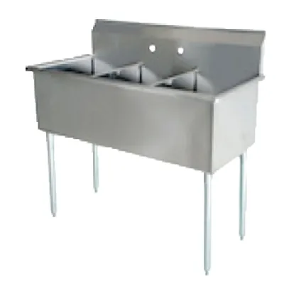 Serv-Ware BS3-1818 57" Three Compartment Sink, 18"W x 18"L Bowl Without Drainboard