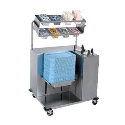 Lakeside 2620 Tray Starter Station, Stainless Steel, Mobile Tray Dispenser with Plate Dispensers