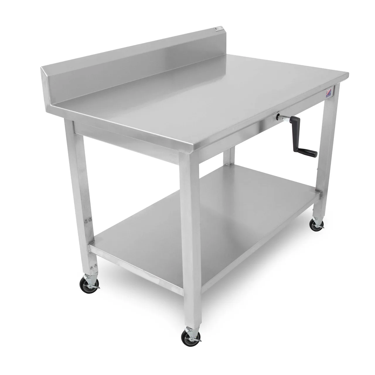 John Boos LT6R5-3060SSW-C 60" Open Base Work Table with Undershelf & Casters, 5" Backsplash / ADA