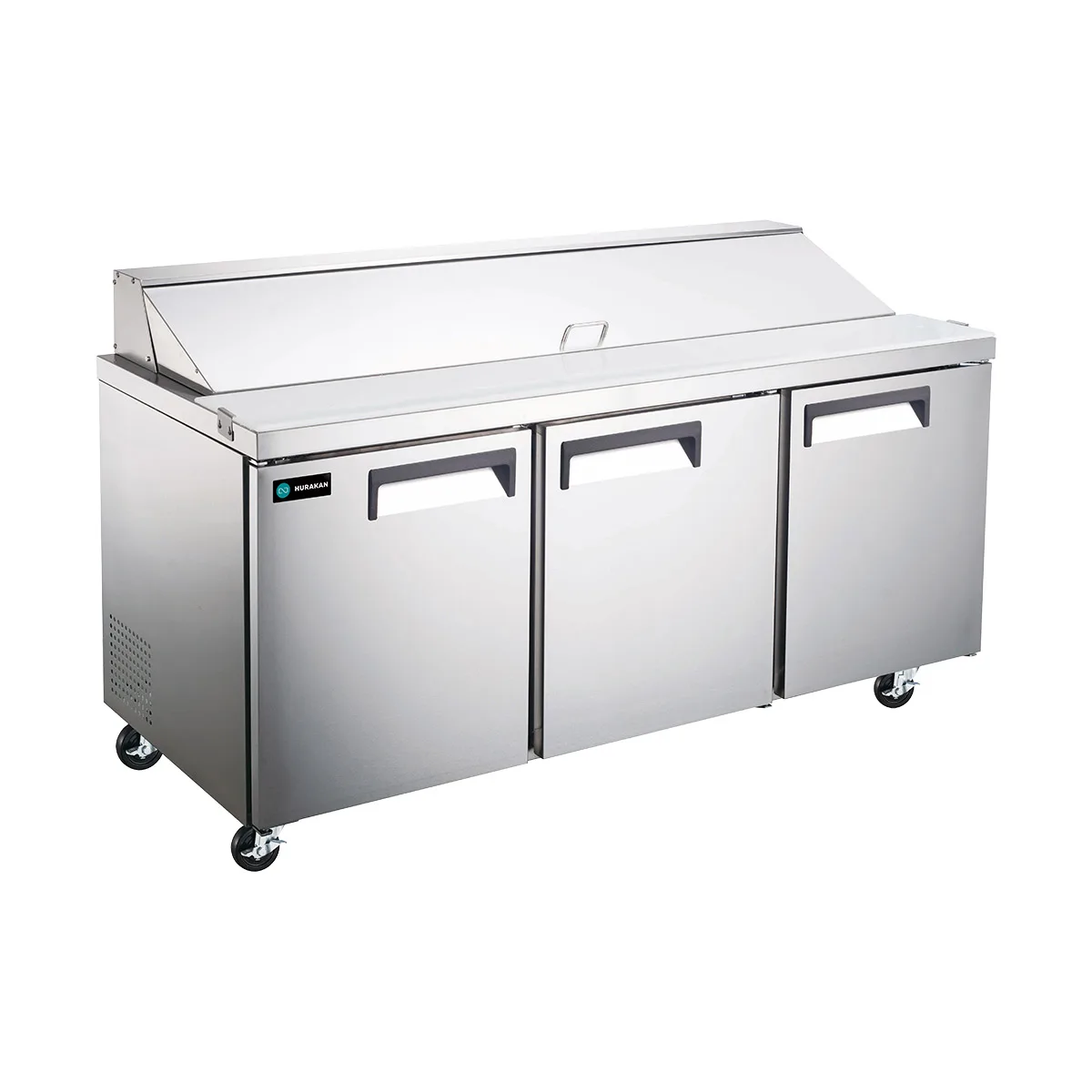 Hurakan HKN-SPT70R3E 70" Sandwich / Salad Prep Table, 3-Door, Fits (18) 1/6 Size Pans