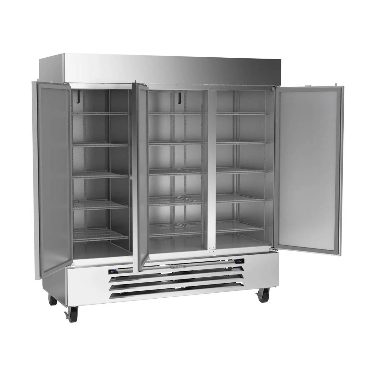 Beverage Air HBRF72HC-1-B 75" 3-Section Reach-In Refrigerator Freezer Combo w/ 3 Solid Doors
