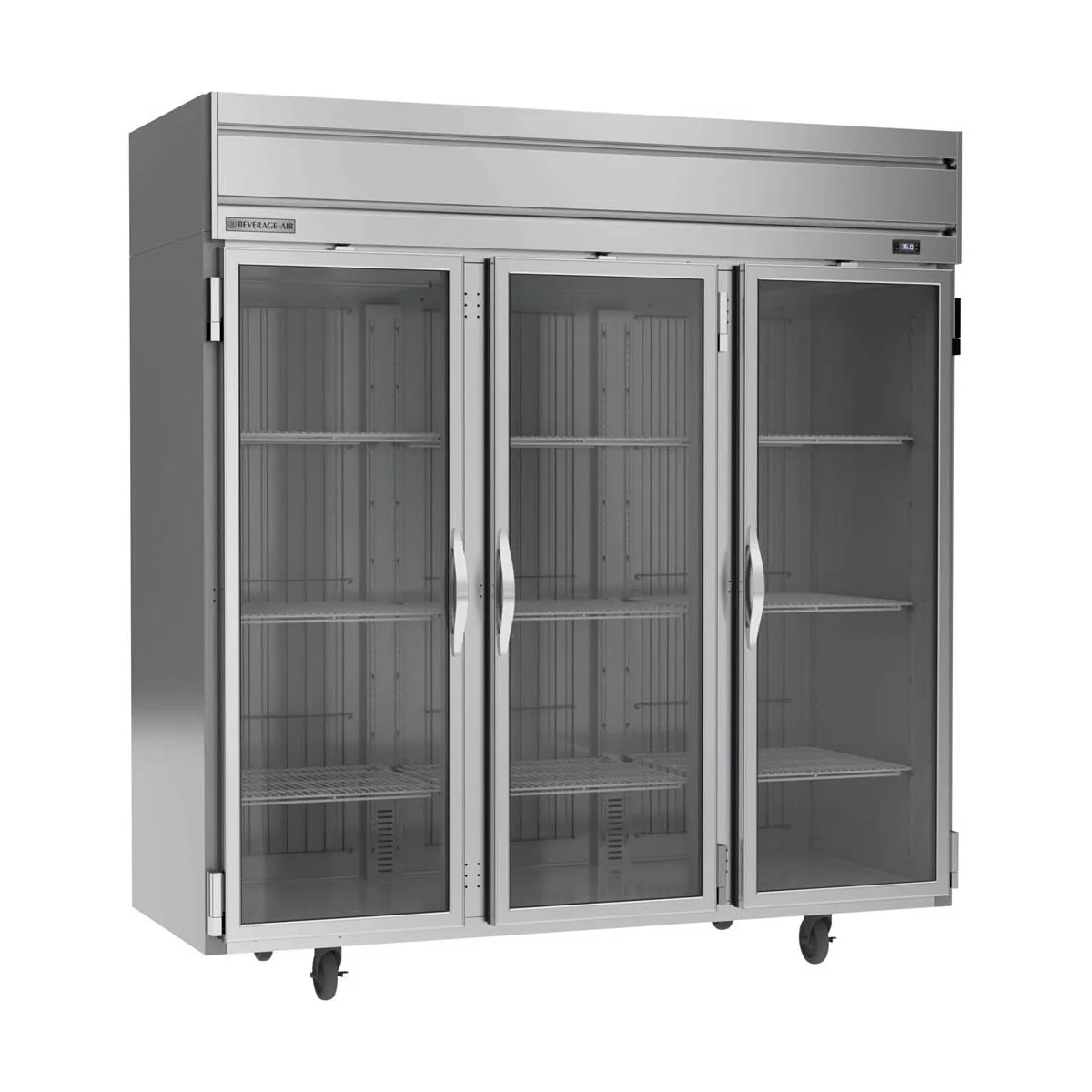 Beverage Air HR3HC-1G, 78" 3-Section Reach-In Refrigerator w/ 3 Glass Full Doors, Top Mounted, 1/3 hp, 71.5 cu. ft.