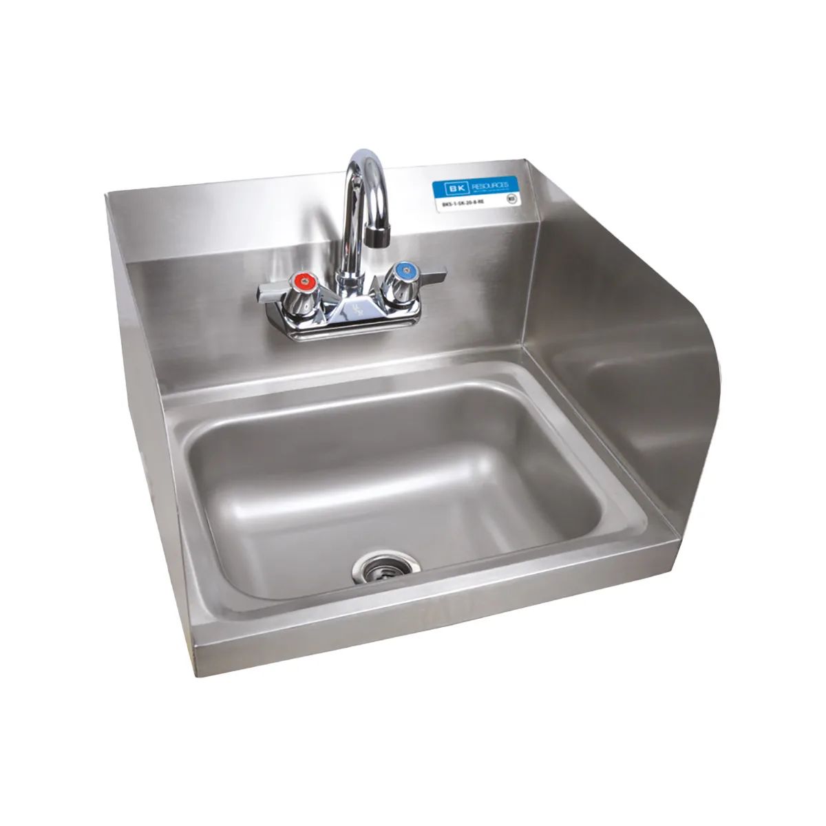 BK Resources CP-2D-1410-SS-PG 14" Wall Mounted Hand Sink with Faucet - 3 Splashes
