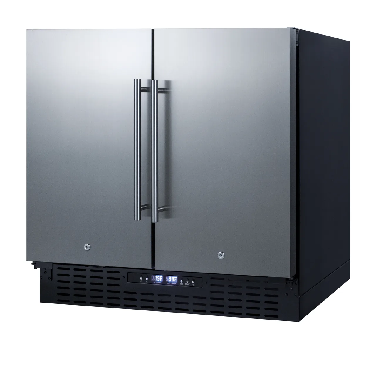 Summit FFRF36 36" Built-in or Freestanding Refrigerator Freezer in Black, Stainless Steel Doors, 5.8 cu. ft.