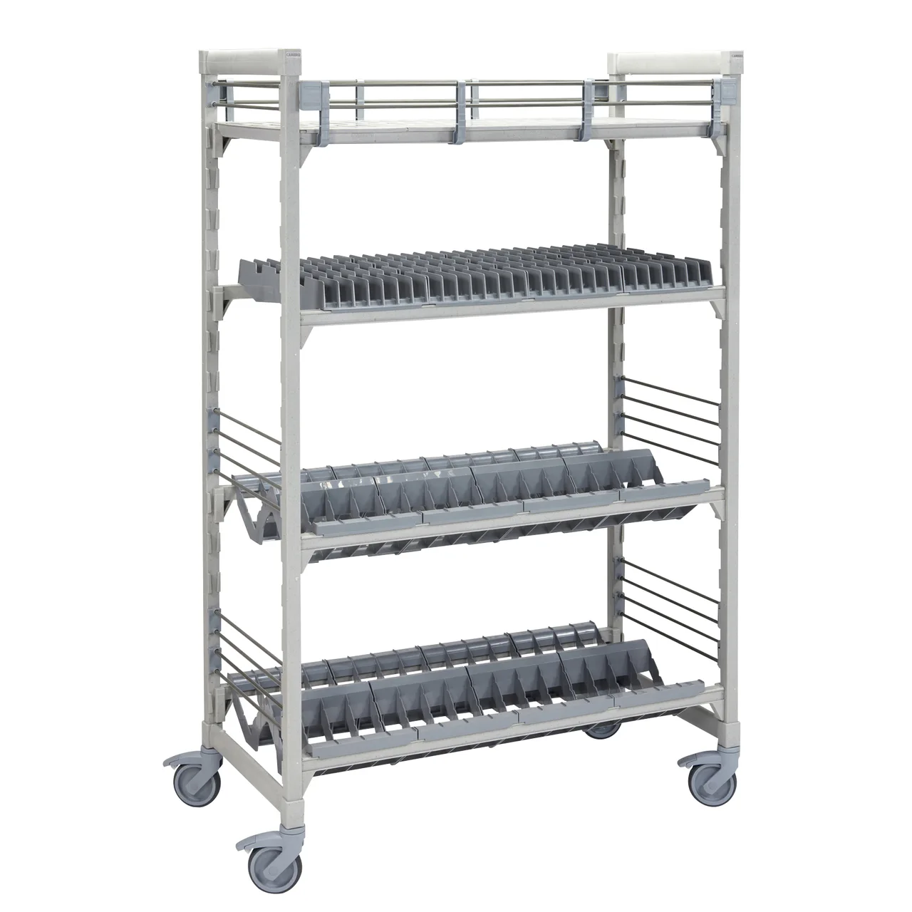Cambro CPMU244875D1PKG 48" x 24" 75" Camshelving® Mobile Drying/Storage Rack w/ Plastic, 4 Tiers