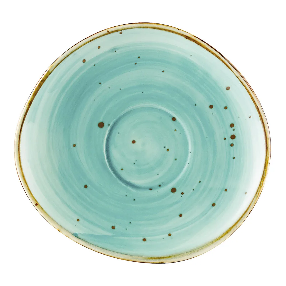 CAC China TUS-2-TQS Tucson Saucer, Round 6.25" x 5.88", Porcelain Turquoise, Dishwasher Safe - 1 Dozen