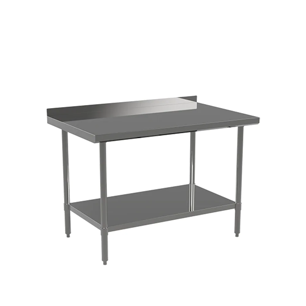 Atosa USA ST2448ECR2 48" Open Base Work Table with Undershelf, 2" Backsplash / 18 Gauge Top