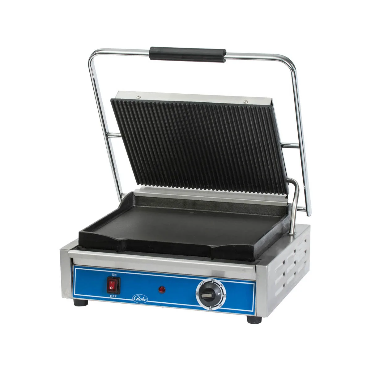 Globe GPGS1410 19" Sandwich Panini Grill w/ 14" x 10"  Grooved & Smooth Plates, 120V