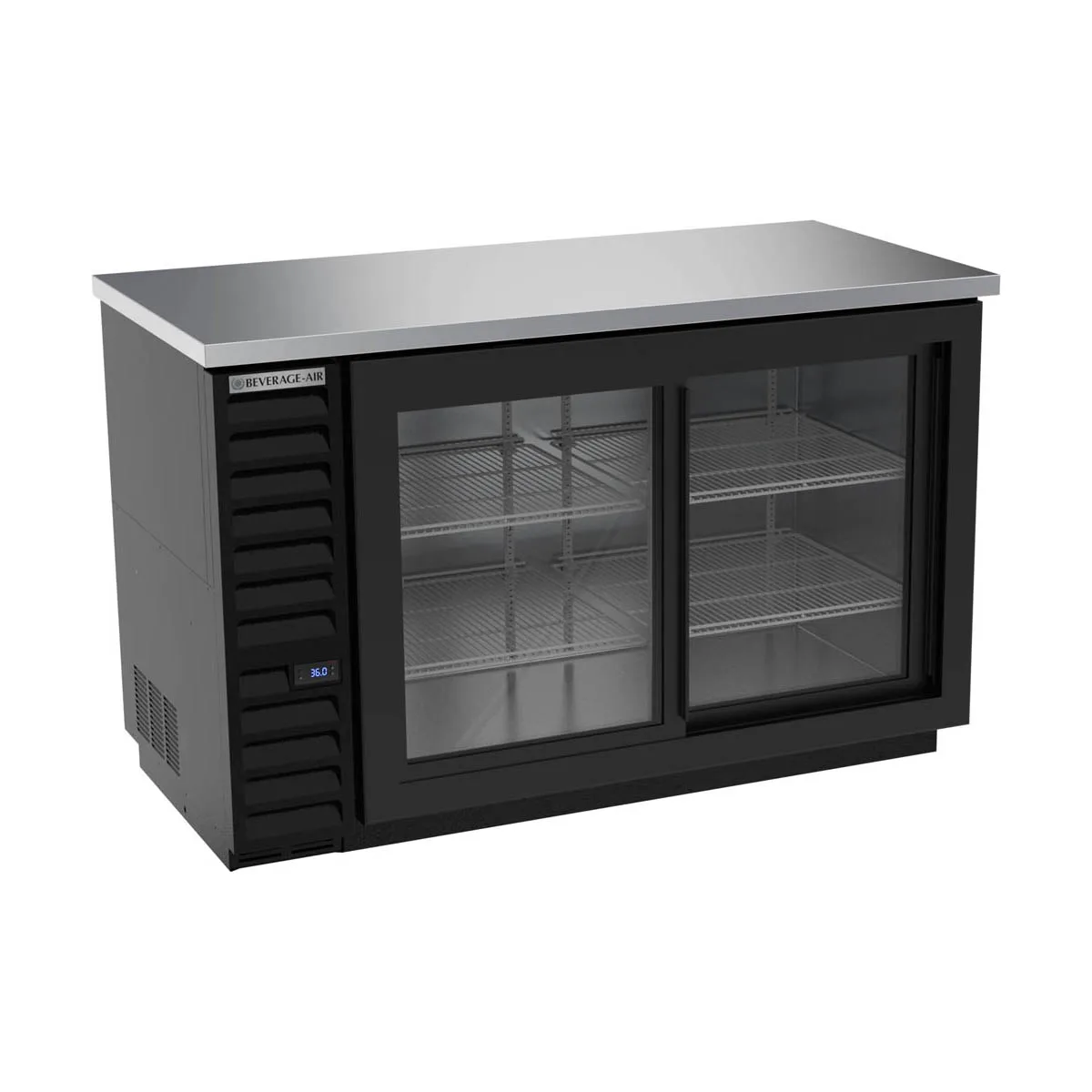 Beverage Air BB58HC-1-GS-B 59" 2 Section Black Back Bar Cooler with Glass Door