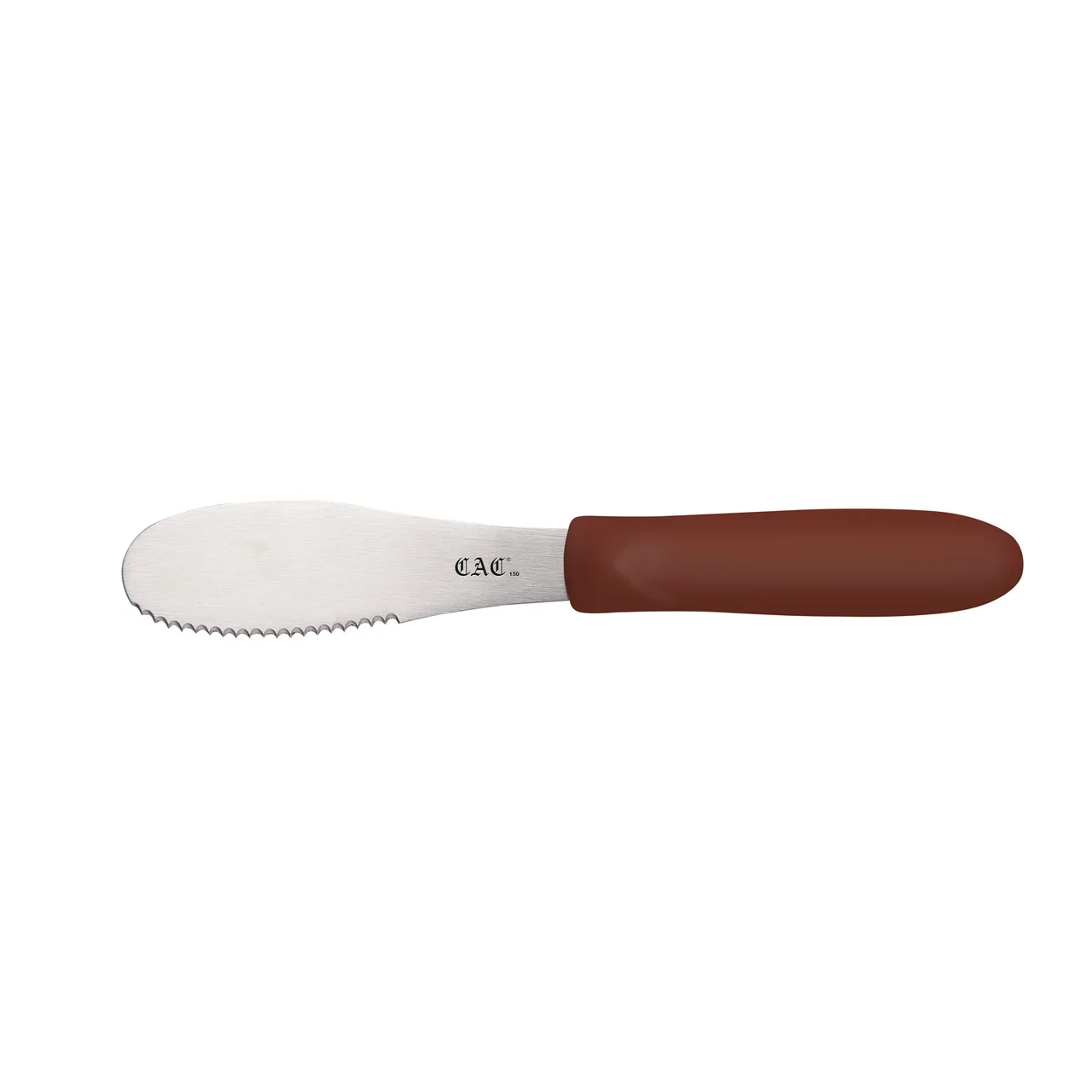 CAC China SPSP-4BN Spreader, 3-7/8", Stainless Steel, Serrated Plastic Handle, Brown