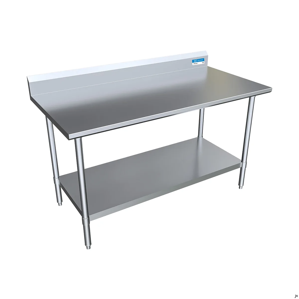 BK Resources CVTR5-6024 60" Open Base Work Table with Undershelf, 5" Backsplash / 16 Gauge Top