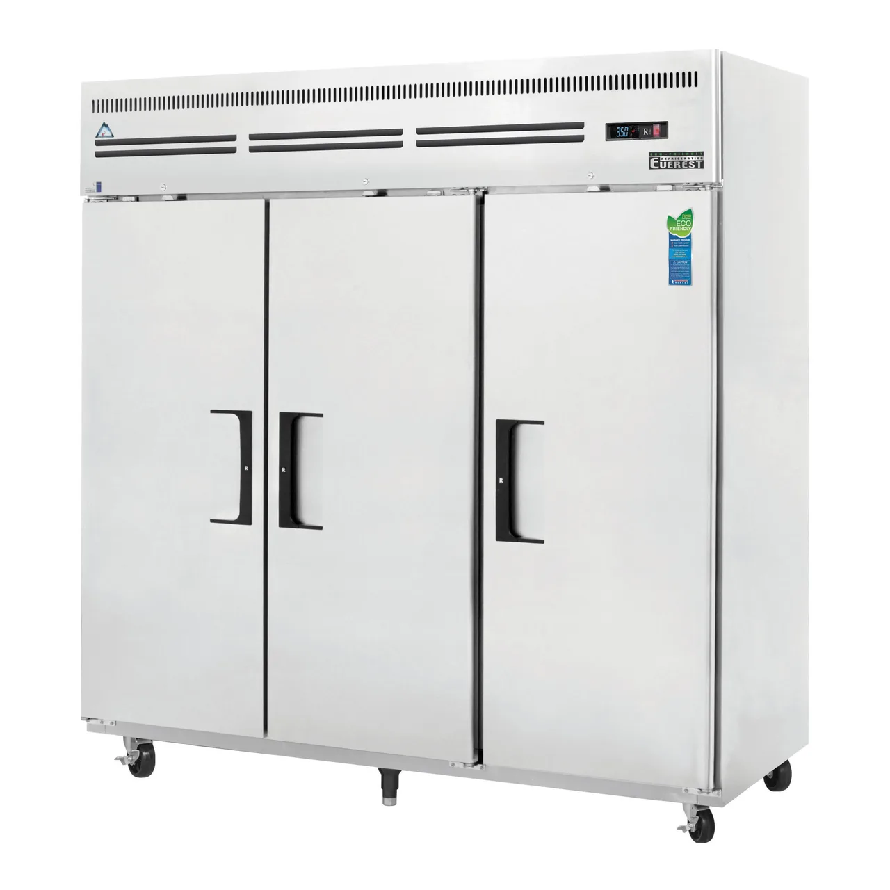 Everest ESR3 74" 3-Section Reach-In Refrigerator w/ 3 Solid Full Doors, Top Mount, Stainless Steel, 71 cu. ft.