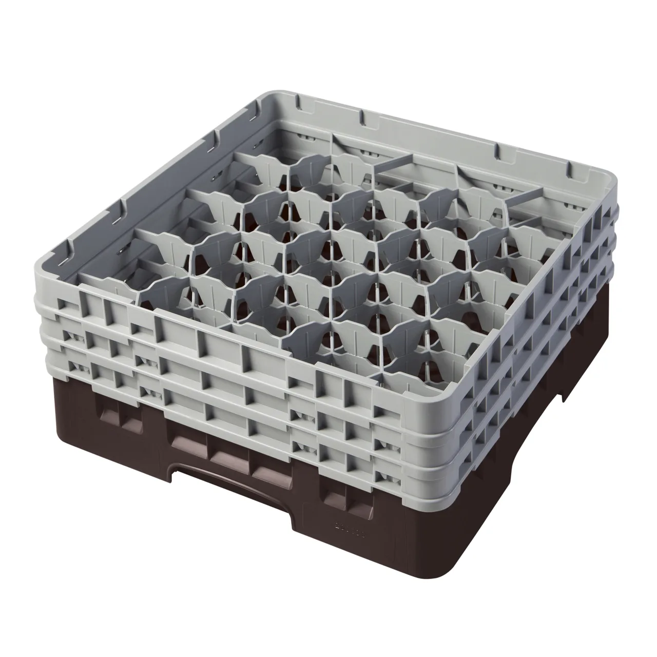 Cambro 20S638167 Camrack Glass Rack, Brown, Full Size, 19-3/4" x 19-3/4", 20 Compartments, 3-7/8" Max Dia, HACCP Compliant