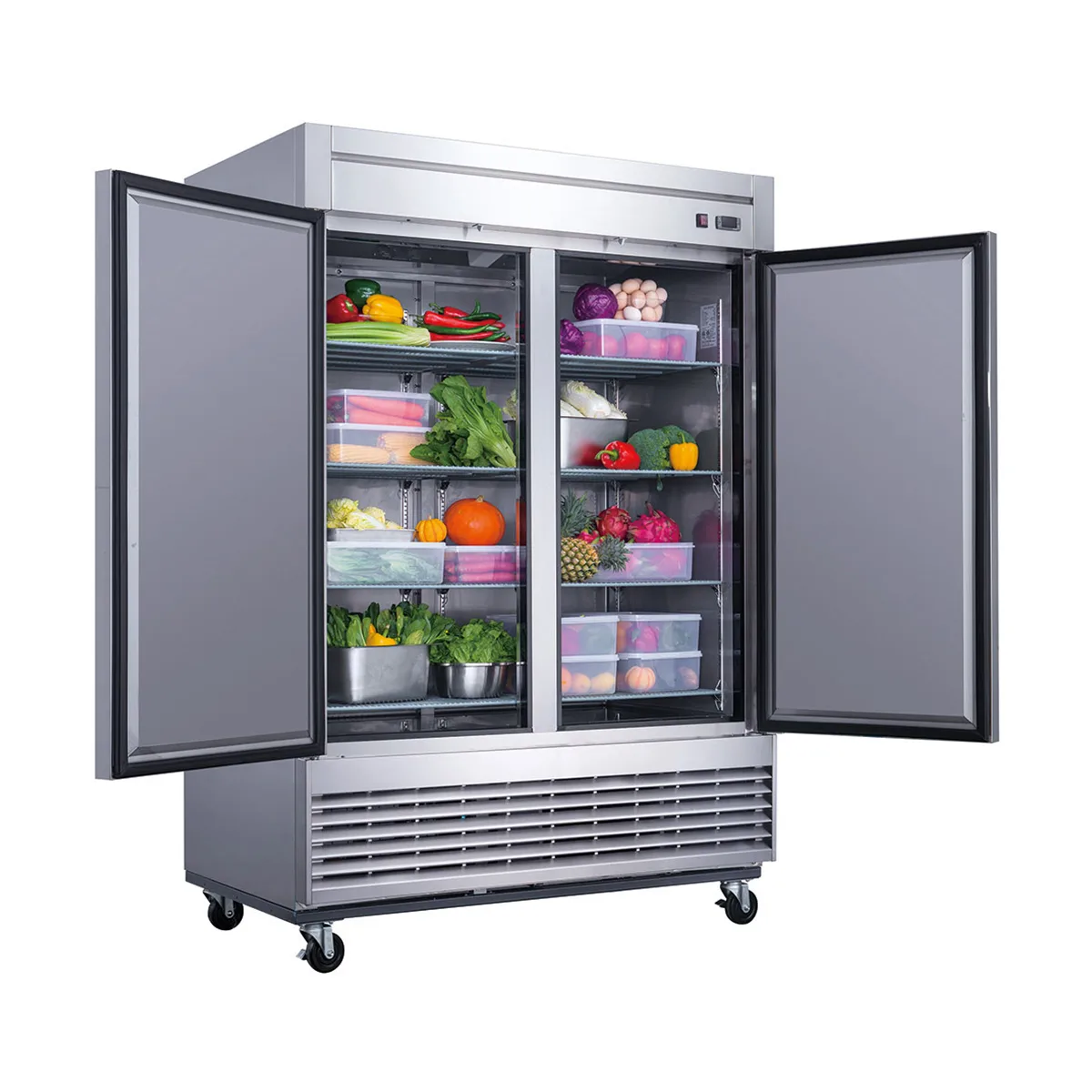 Dukers Appliance Co D55R 55" 2-Solid Door Reach-In Refrigerator, Bottom Mount, 40.74 cu. ft.