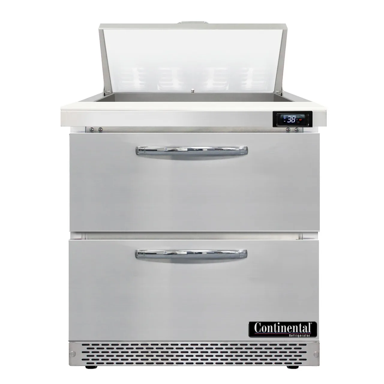 Continental Refrigerator D32N8-FB-D 32" One Section Sandwich / Salad Prep Table w/ 2 Drawers, 8 Pans