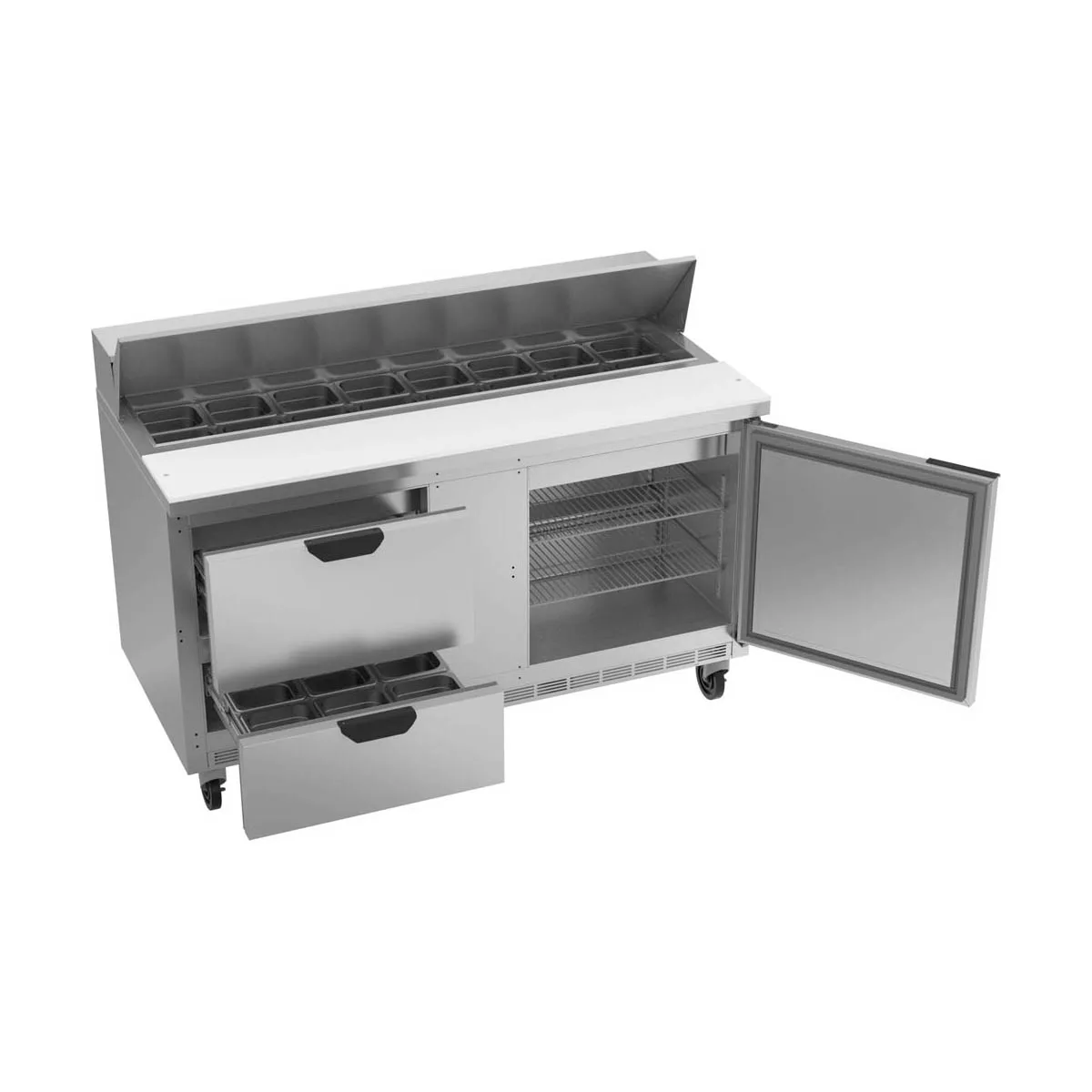 Beverage Air SPED60HC-16-2 60" Two Section Sandwich/Salad Prep Table w/ 2 Drawers & 1 Door, 16 Pans