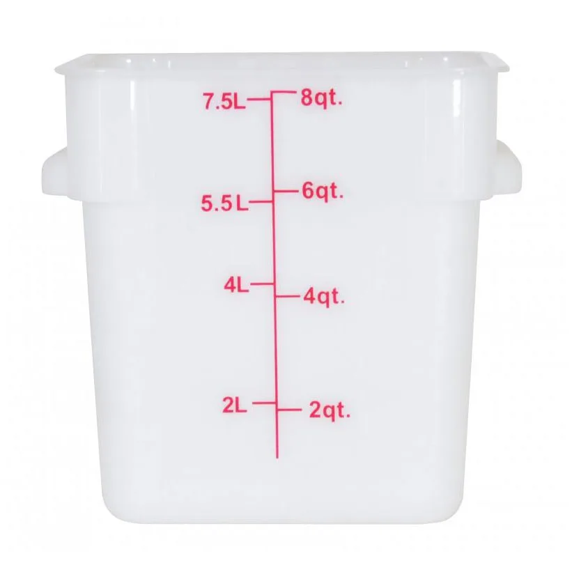 Omcan USA 80190 8‑Qt Square Container, White Polypropylene, 7‑12 Qt, Container Only