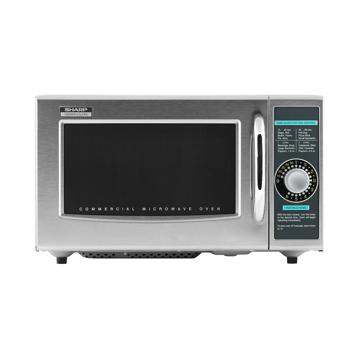 Sharp R-21LCFS 1000W Medium Duty Commercial Microwave Oven, Dial Control, 120V