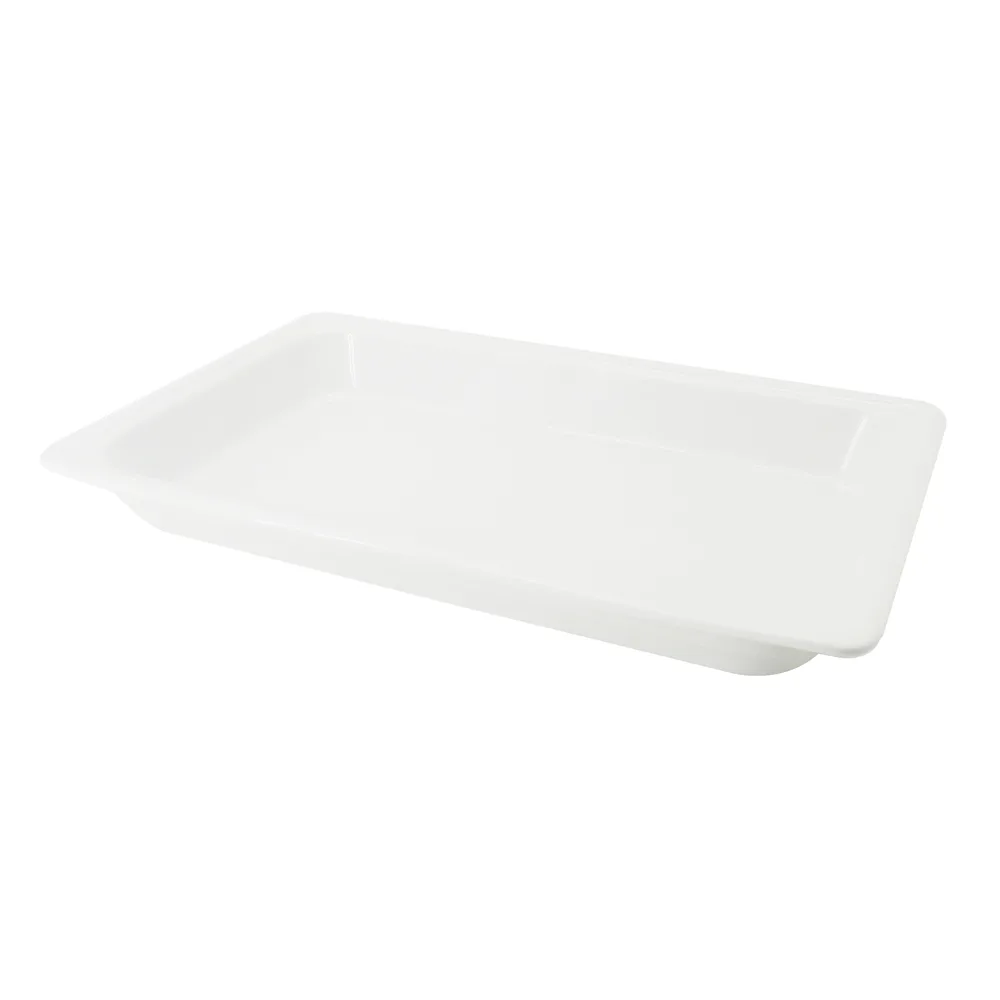 CACChina BF-101 GN Food Pan – 20-7/8"L x 12-3/4"W x 2-1/2"H, Porcelain, Super White, Oven & Microwave Safe