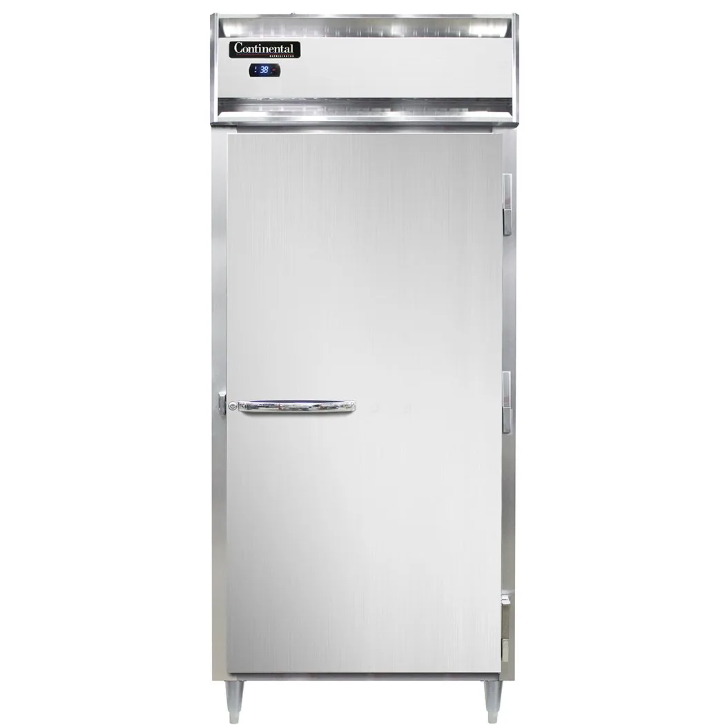 Continental Refrigerator D1RXSNSS 36" 1-Section Reach-In Refrigerator w/ Solid Door, All Stainless Steel, 26 cu. ft.