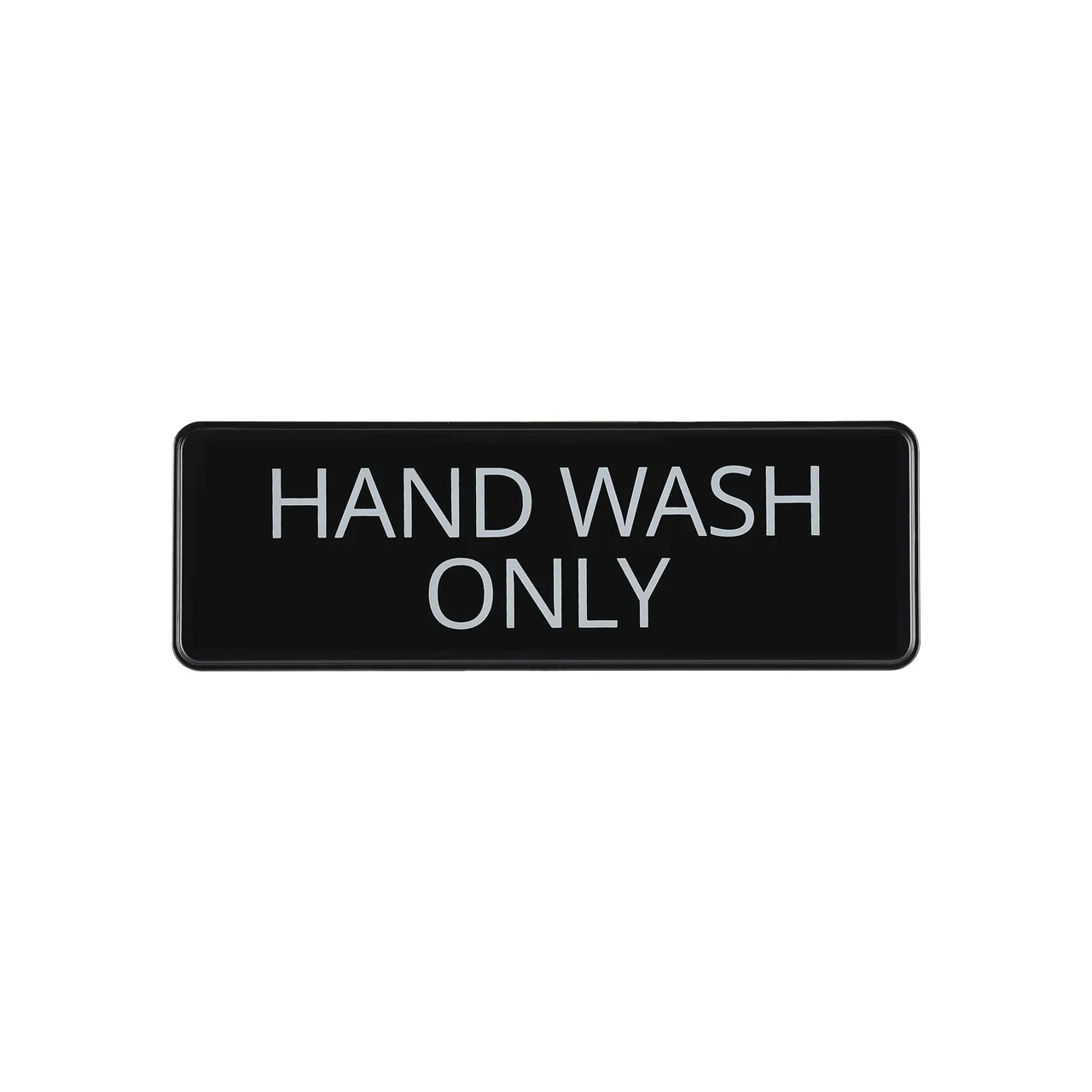CAC China SCE3-HW06 Compliance Sign, 9" x 3", English, Hand Wash Only, Heavy-Duty Plastic, Black
